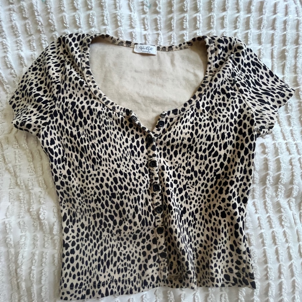 Leopard Print Button-Up Top